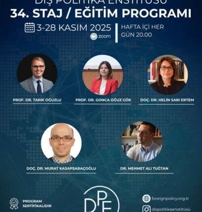 Dış Politika Enstitüsü 34. Staj/Eğitim Programı (Kurumda)