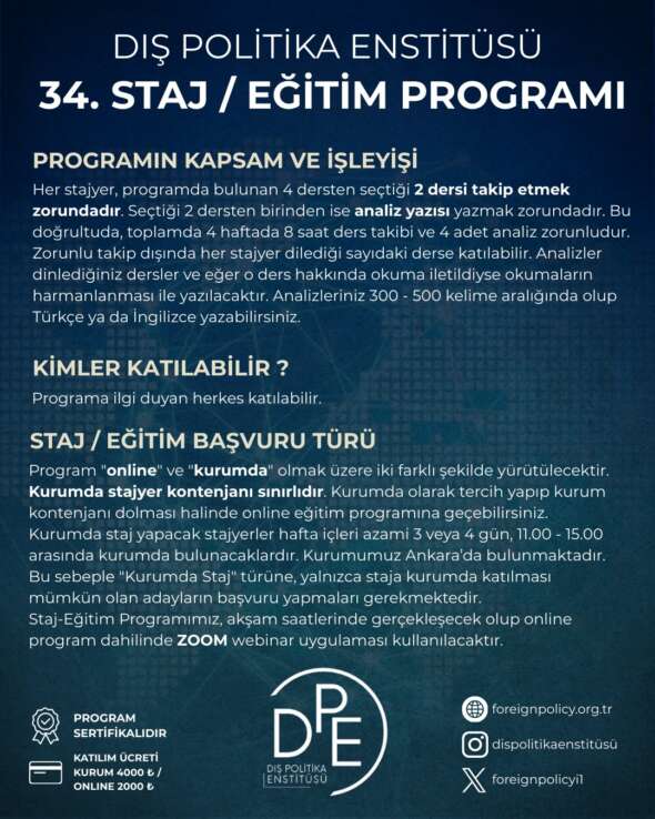 Dış Politika Enstitüsü 34. Staj/Eğitim Programı (Kurumda) - Görsel 2