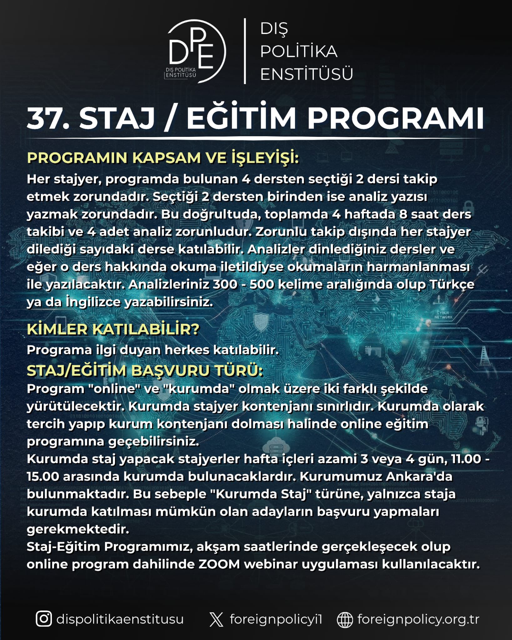 Dış Politika Enstitüsü 37. Staj/Eğitim Programı (Online) - Görsel 3